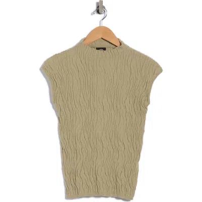 Bobeau Animal Jacquard Stripe Cap Sleeve Sweater In Pale Olive