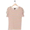 Bobeau Baby French Terry T-shirt In Light Blue/ivory Half Stripe