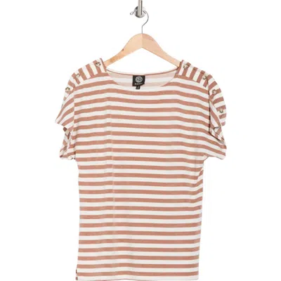 Bobeau Baby French Terry T-shirt In Light Blue/ivory Half Stripe