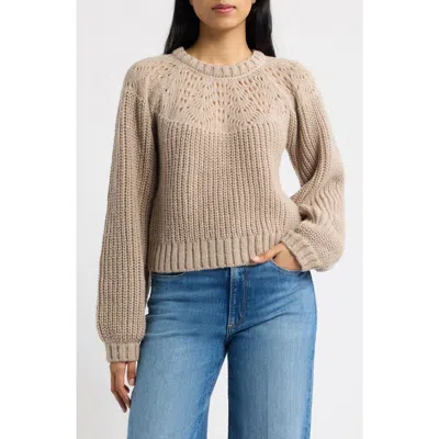 Bobeau Balloon Sleeve Crewneck Sweater In Gray