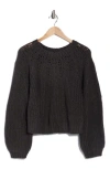 Bobeau Balloon Sleeve Sweater In Black