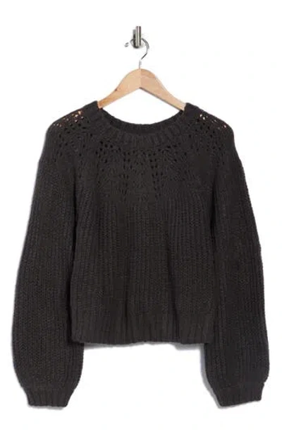 Bobeau Balloon Sleeve Sweater In Black