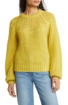 Bobeau Balloon Sleeve Sweater In Yellow