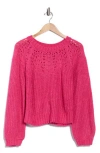 Bobeau Balloon Sleeve Sweater In Pink