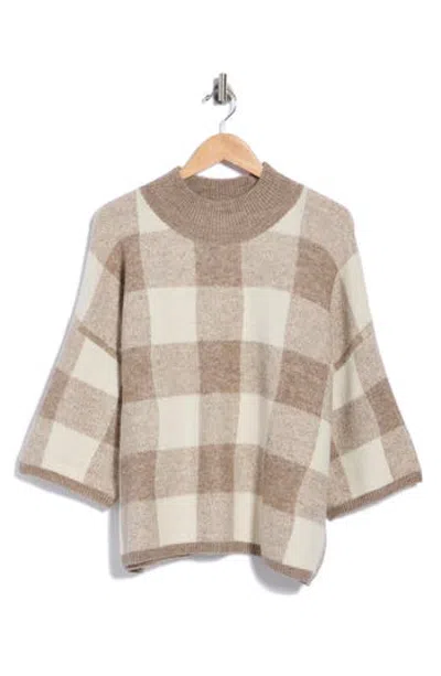 Bobeau Boxy Mock Neck Sweater In Multi
