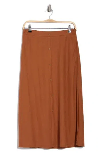 Bobeau Button Front Pocket Skirt In Mocha