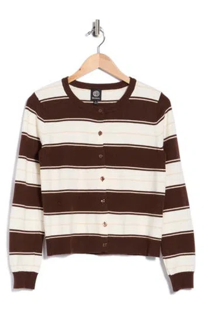 Bobeau Buttoned Striped Cardigan In Brown