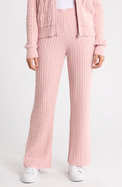 Bobeau Cable Knit Pull-on Pants In Purple