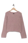 Bobeau Cable Sleeve Sweater In Brown