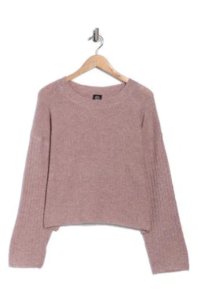 Bobeau Cable Sleeve Sweater In Brown