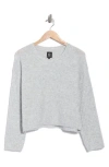 Bobeau Cable Sleeve Sweater In Gray