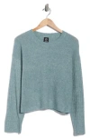 Bobeau Cable Sleeve Sweater In Green