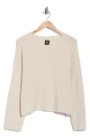 Bobeau Cable Sleeve Sweater In Neutral