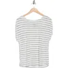 Bobeau Caty Shirred Shoulder T-shirt In Gray