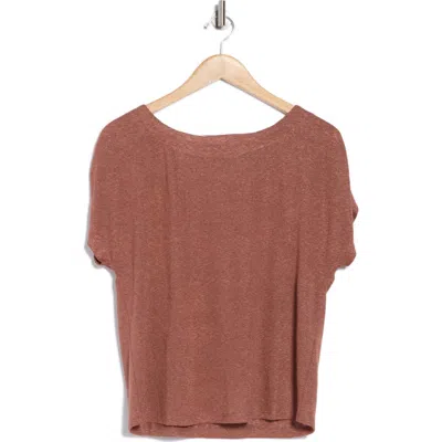 Bobeau Caty Shirred Shoulder T-shirt In Brown