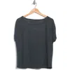 Bobeau Caty Shirred Shoulder T-shirt In Black