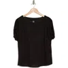 Bobeau Caty Shirred Shoulder T-shirt In Black