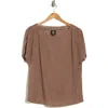 Bobeau Caty Shirred Shoulder T-shirt In Deep Taupe