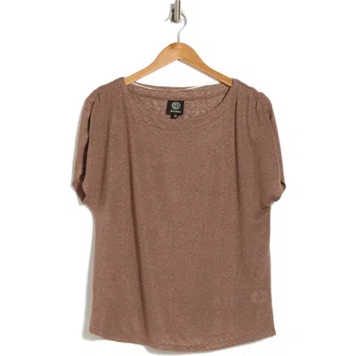Bobeau Caty Shirred Shoulder T-shirt In Deep Taupe