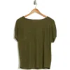 Bobeau Caty Shirred Shoulder T-shirt In Grapeleaf