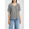 Bobeau Check Front Button Top In Gray