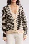Bobeau Checks & Stripes Cardigan In Multi