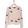 Bobeau Cherry Jaquard Cardigan In Neutral