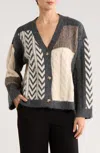 Bobeau Chevron Patchwork Cardigan In Multi