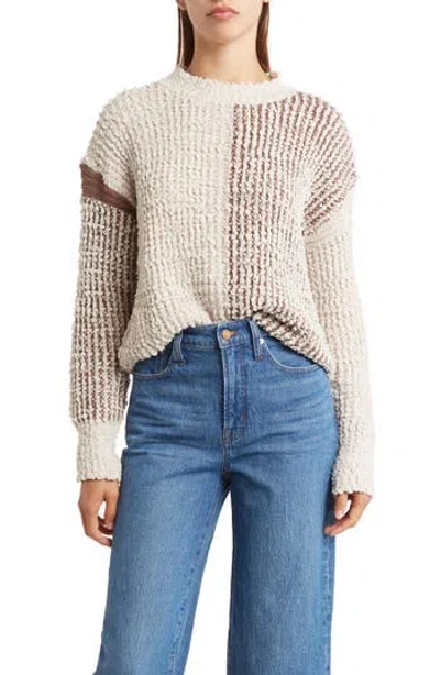 Bobeau Colorblock Boucle Knit Pullover Sweater