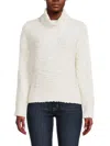 Bobeau Cowlneck Popcorn Knit Sweater In White