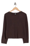 Bobeau Crewneck Dolman Sleeve Sweater In Brown