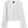 Bobeau Crochet Cardigan In Gray