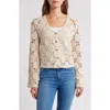 Bobeau Crochet Cardigan In Light Oatmeal