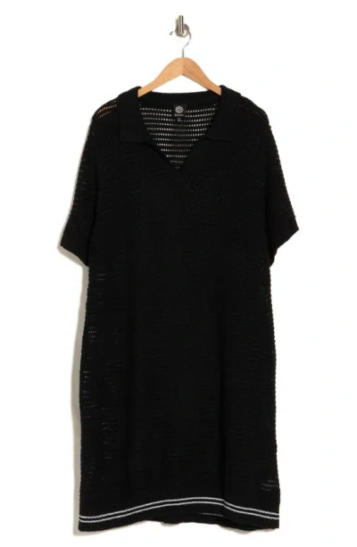 Bobeau Crochet Dress In Black