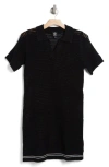Bobeau Crochet Polo Dress In Black