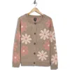 Bobeau Daisy Jacquard Cardigan In Brown