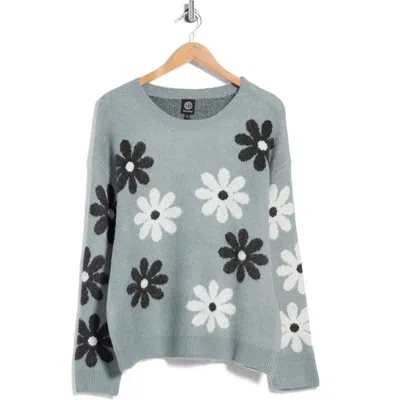 Bobeau Daisy Jacquard Sweater In Gray