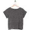 Bobeau Daisy Print Short Sleeve Top In Black