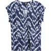 Bobeau Dolman Sleeve Piqué T-shirt In Navy/ivory Ethnic Ikat