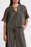 Bobeau Dot Print Boho Top In Black