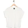 Bobeau Drop Shoulder Trim Top In White