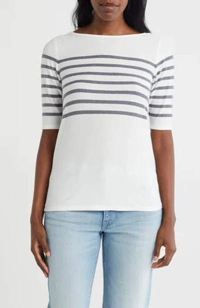 Bobeau Elbow Sleeve Top In White