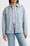 Bobeau Embroidered Cotton Blend Shacket In Blue