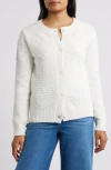 Bobeau Embroidered Heart Cardigan In White