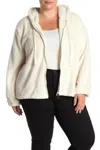 Bobeau Faux Fur Front Zip Ultra Plush Soft Hoodie In Ivory In Multi
