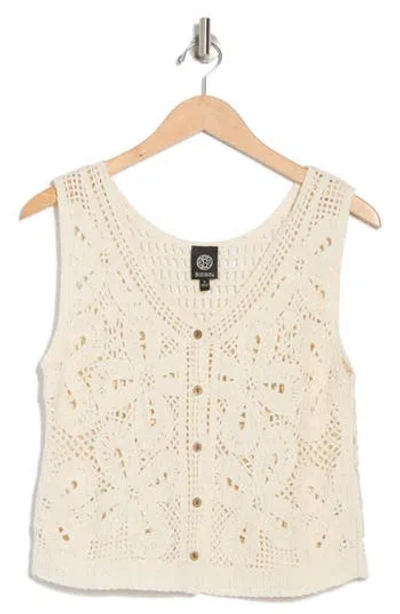 Bobeau Floral Cotton Blend Sweater Vest