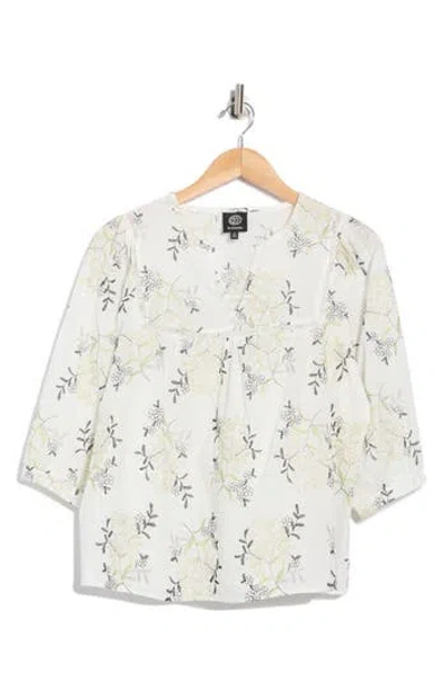 Bobeau Floral Embroidered Cotton Top In Neutral