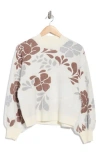 Bobeau Floral Jacquard Sweater In Multi