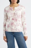 Bobeau Floral Print Cardigan In Multi