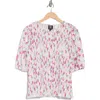 Bobeau Floral Puff Sleeve Smocked Top